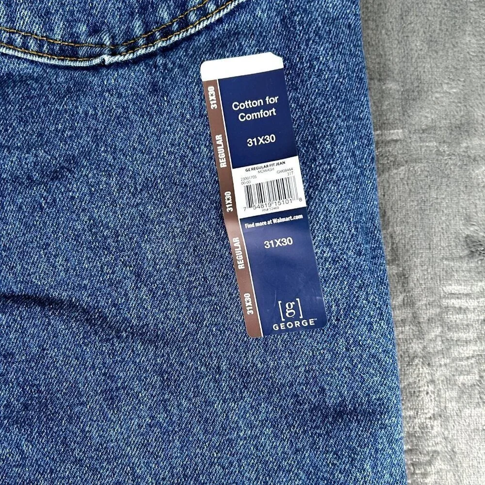 NWT George Men’s Regular Fit Straight Jeans Medium Wash Size 31x30